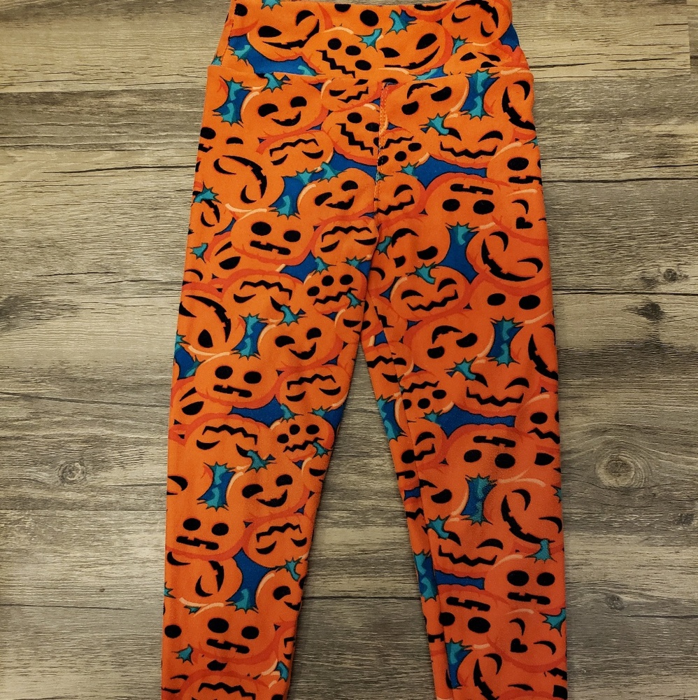 Lularoe Leggings Kids SM Halloween Pumpkins EUC